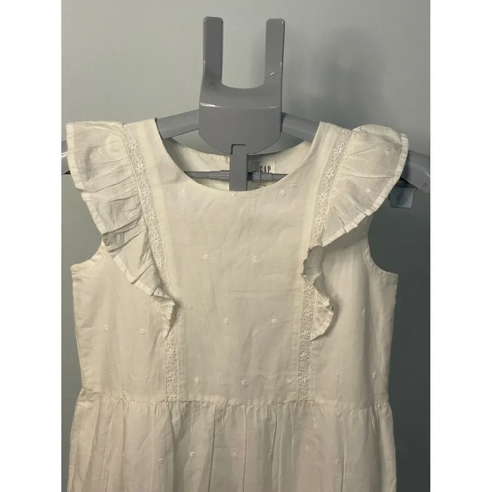 GAP Kids‎ Girls White Eyelet Ruffle Sleeveless Dress Casual Party Large